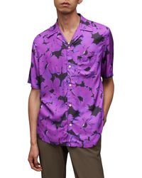 AllSaints - Kaza Relaxed Fit Floral Camp Shirt - Lyst
