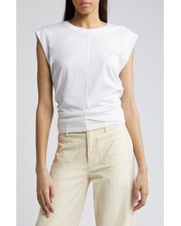 Treasure & Bond - Ruched Cap Sleeve Cotton Top - Lyst