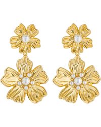 Ted Baker - Petaria Imitation Pearl Flower Statement Drop Earrings - Lyst