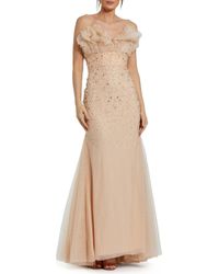 Mac Duggal - Strapless Embellished Tulle Mermaid Gown - Lyst
