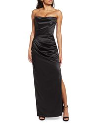 House Of Cb - Adrienne Satin Strapless Gown - Lyst