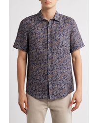 Nordstrom - Floral Paisley Short Sleeve Linen Button-Up Shirt - Lyst