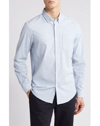 Nordstrom - Trim Fit Stripe Stretch Cotton & Linen Button-down Shirt - Lyst