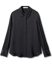 Mango - Flowy Satin Button-up Shirt - Lyst