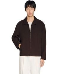 Sandro - Waffled Regular Collar Zip Jacket - Lyst