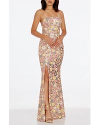 Dress the Population - Janelle Floral Sequin Gown - Lyst