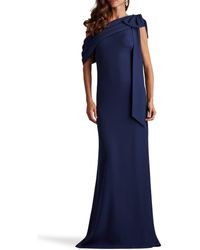 Tadashi Shoji - One-Shoulder Crepe Column Gown - Lyst