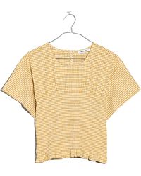 Madewell - Smocked Crinkle Cotton Top - Lyst