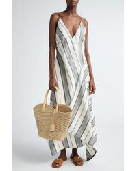 Ferragamo - Asymmetric Striped Dress - Lyst