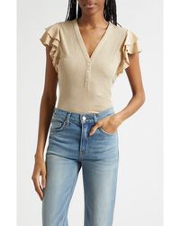 Veronica Beard - Aphrodite Ruffle Sleeve Rib Top - Lyst