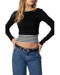 Edikted - Shania Layered Long Sleeve Crop Top - Lyst