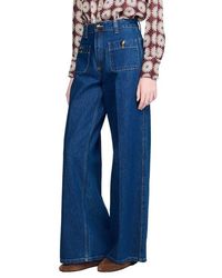 Sandro - Raw Straight Patch Pocket Jeans - Lyst