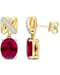 Julianna B - Gemstone & Diamond Oval Drop Earrings 14K - Lyst