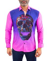 Maceoo - Fibonacci Regular Fit Skull Print Cotton Button-up Shirt - Lyst