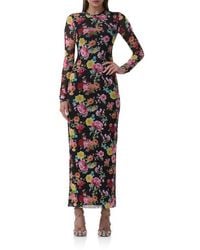 AFRM - Didi Printed Long Sleeve Mesh Maxi Dress - Lyst