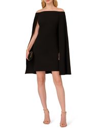 Adrianna Papell - Off The Shoulder Long Sleeve Capelet Cocktail Dress - Lyst