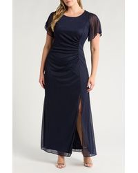 Sl Fashions - Flutter Sleeve Metallic Gown - Lyst