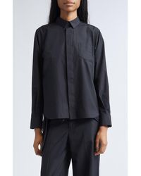 Sacai - Mixed Media Poplin & Satin Button-Up Shirt - Lyst