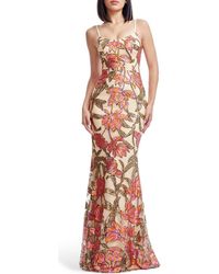 Dress the Population - Giovanna Sequin Floral Mermaid Gown - Lyst