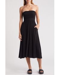 All In Favor - Strapless Jersey Midi Dress In At Nordstrom, Size Small - Lyst
