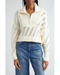 STAUD - Hampton Mixed Stitch Half-zip Cotton Blend Sweater - Lyst