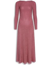 Alaïa - Long Sleeve Open Knit Chain Mail Dress - Lyst