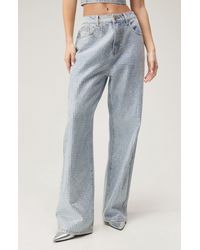 Nasty Gal - Embellished Relaxed Wide Leg Jeans - Lyst