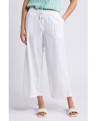 Caslon - Drawstring Wide Leg Linen Crop Pants - Lyst