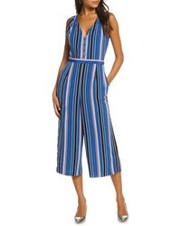 1901 stripe ponte crop jumpsuit