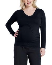Motherhood Maternity - V-Neck Side-Ruched Maternity Long Sleeve Tee - Lyst
