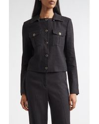St. John - Linen Blend Twill Jacket - Lyst