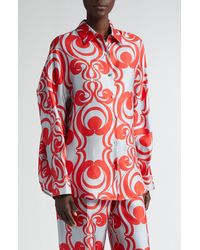 Dries Van Noten - Print Oversize Silk Button-up Shirt - Lyst