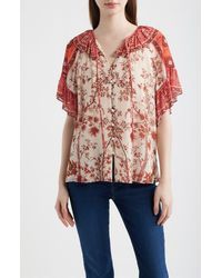 Kobi Halperin - Verity Floral Print Flutter Sleeve Top - Lyst
