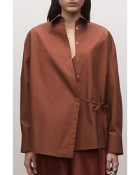 Mango - Oversize Faux Wrap Cotton Button-Up Shirt - Lyst