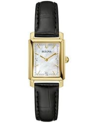 Bulova - Sutton Rectangular Leather Strap Watch, 21Mm - Lyst