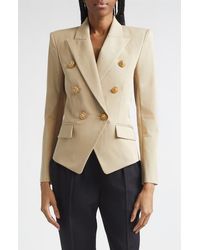 Balmain - 6-Button Double Breasted Gabardine Cutaway Jacket - Lyst