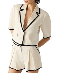 Steve Madden - Fable Crop Short Sleeve Linen Blend Blazer - Lyst