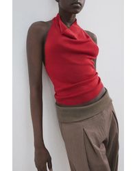 Mango - Knit Halter Neck Open Back Top - Lyst