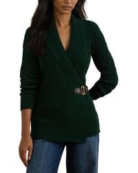 Ralph Lauren - Cable Stitch Cotton Wrap Cardigan - Lyst