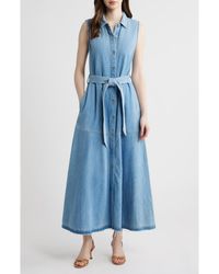 Kobi Halperin - Addison Sleeveless Raw Hem Denim Shirtdress - Lyst