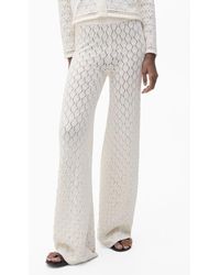 Mango - Openwork Knit Pull-On Straight Leg Pants - Lyst