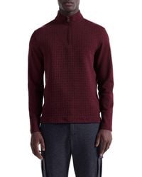 Bugatchi - Waffle Quarter Zip Cotton Blend Pullover - Lyst