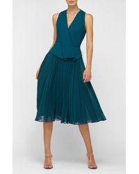 Kay Unger - Orella Pleated Mixed Media Cocktail Dress - Lyst