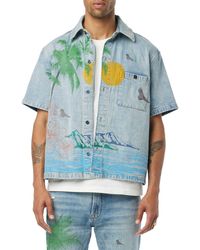Hudson Jeans - Cotton Denim Graphic Camp Shirt - Lyst