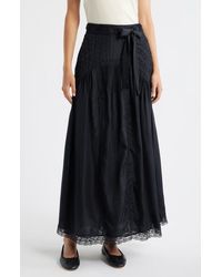 LoveShackFancy - Beloria Lace Trim Silk Maxi Skirt - Lyst
