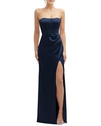 After Six - Corset Strapless Charmeuse Gown - Lyst