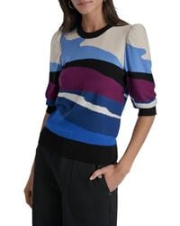 DKNY - Abstract Pattern Three-Quarter Sleeve Sweater - Lyst