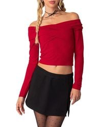 Edikted - Off The Shoulder Long Sleeve Crop Top - Lyst