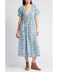 The Great - The Gallery Floral Cotton Midi Dress - Lyst
