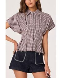 Astr - Beck Gingham Cotton Peplum Top - Lyst